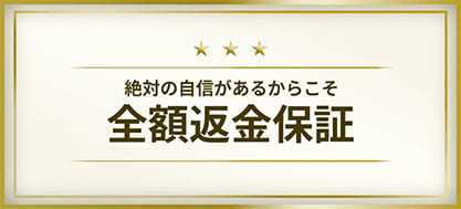 絶対の自信があるからこそ全額返金保証